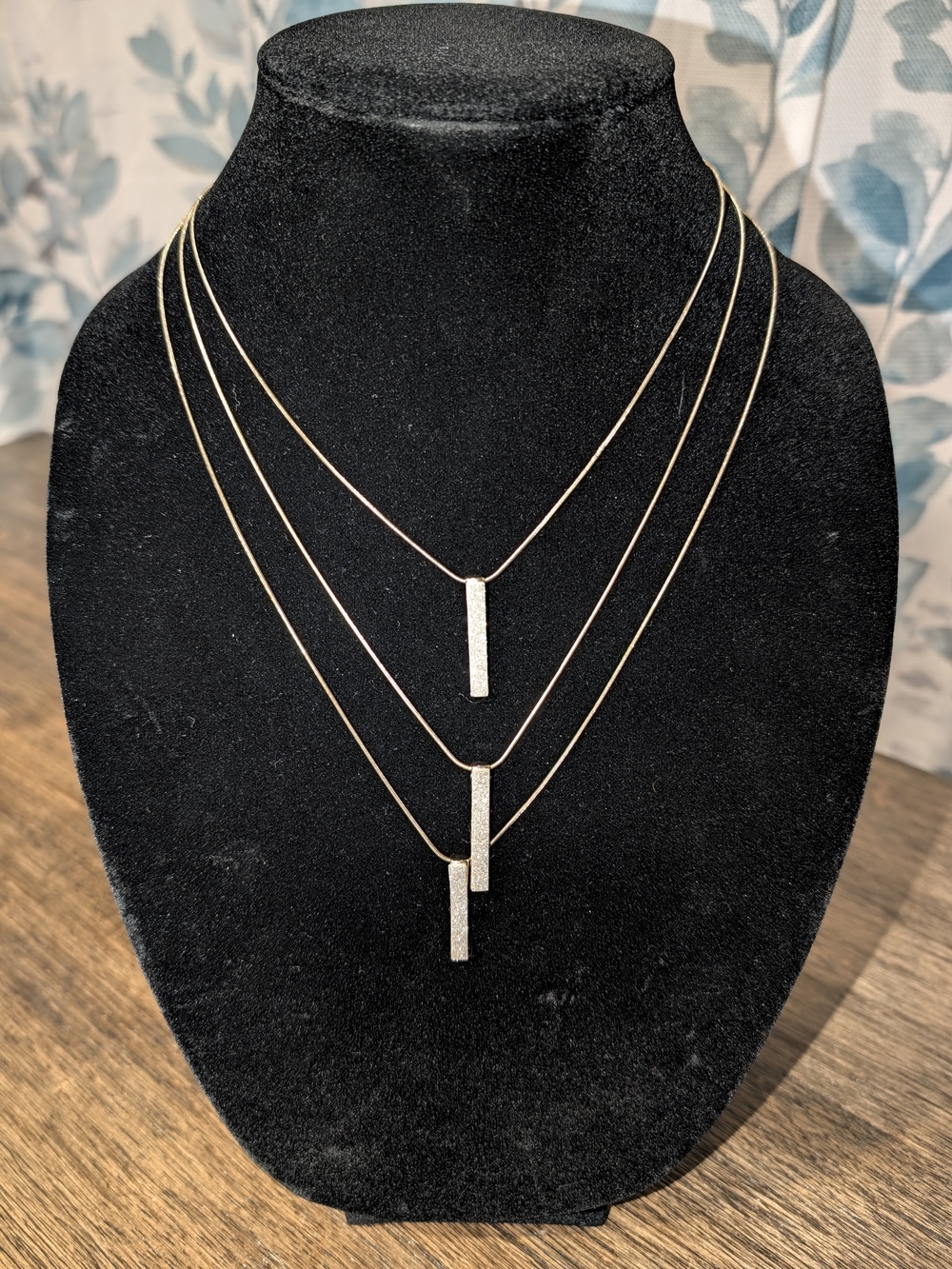 Triple Layer Gold Bar Pendant Necklace - Elegant Women’s Necklace